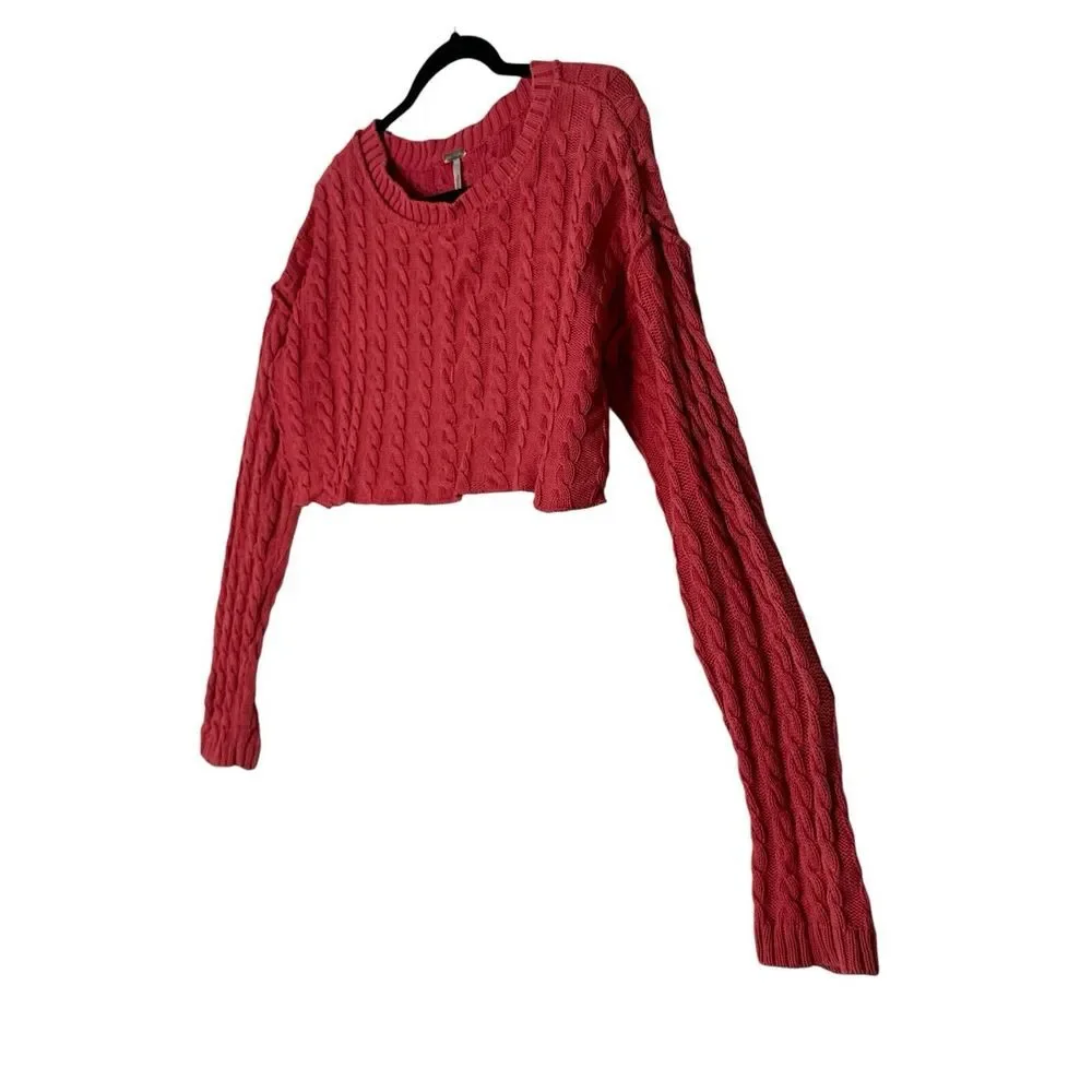 Free People Blouse Womens Long Sleeve Small‎ Cropped Oversized Top Outdoor Cozy